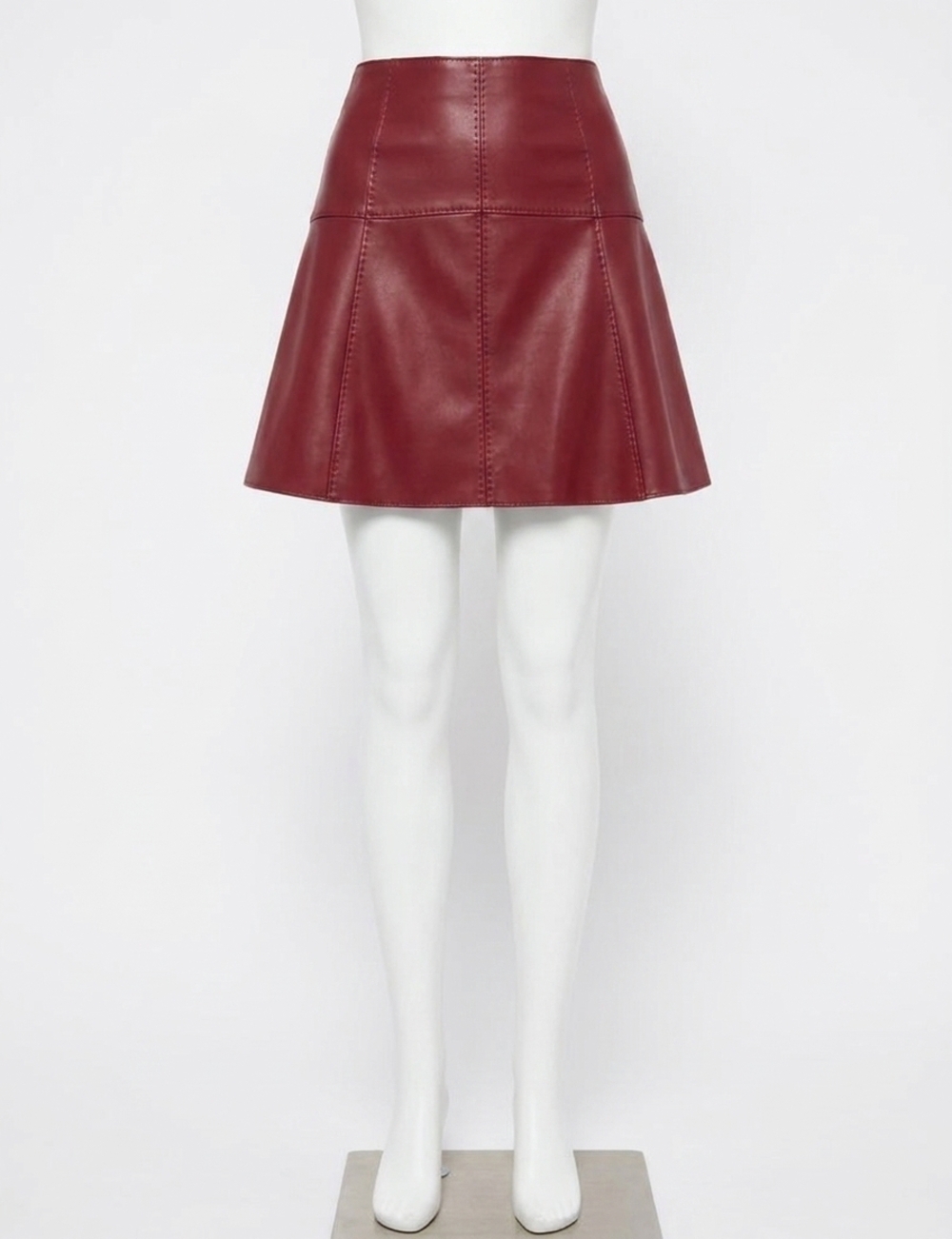 NEW MARIE OLIVER crawford vegan leather mini skirt in brick
